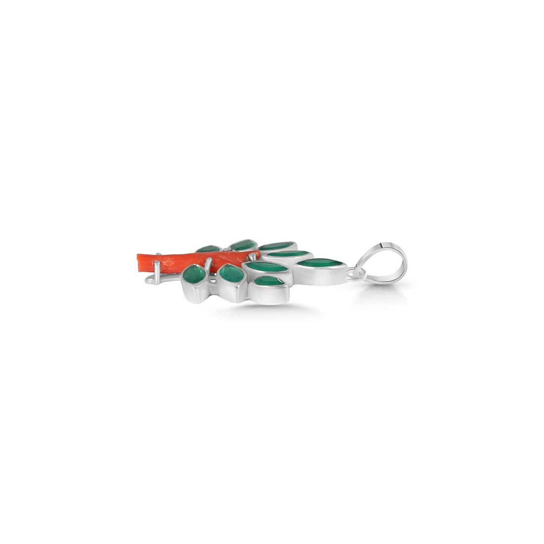 Red Coral / Green Onyx Pendant-(COR-P-85)